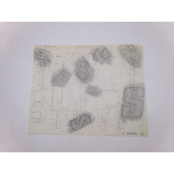 Vintage Original Art Abstract Various Scene on tracing paper - Picture 9 of 9